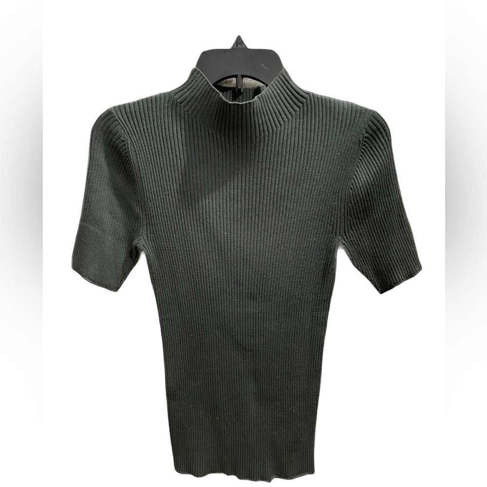 ❤️ GAP MOCK RIBBED GREEN SHORT SLEEVE SWEATER SIZE XS